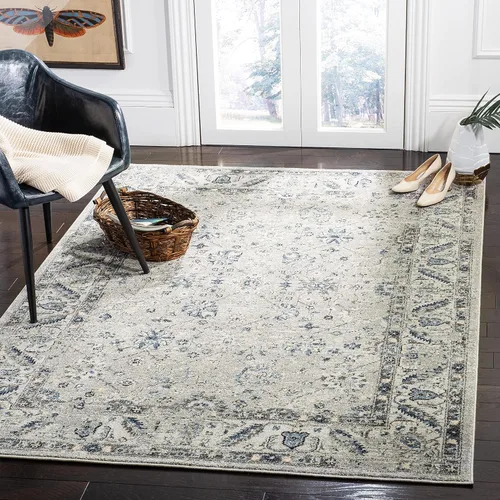 Miniatura 3 de SAFAVIEH Colección Charleston Alfombra de Acento - 2 pies x 5 pies, Gris & Gris Oscuro, Diseño Oriental con Efecto Desgastado, No Desprende Pelusa