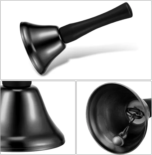 Miniatura 7 de Boao 24 campanas de mano de acero para servicio de acero con mango de madera negra, campanas de metal diatónico, percusión musical (negro)