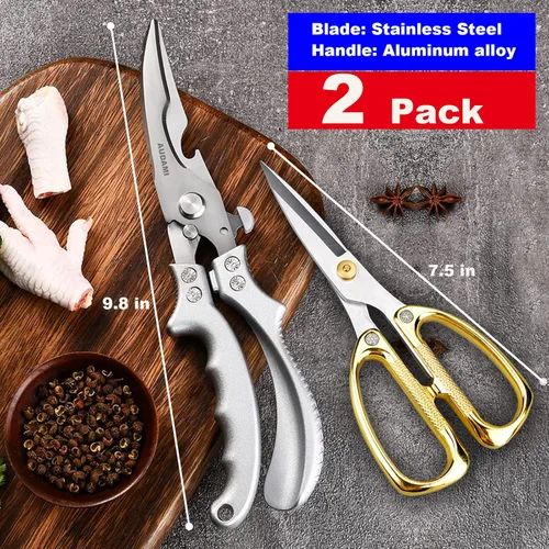 Miniatura 2 de Tijeras de Cocina de Acero Inoxidable de Servicio Pesado - Paquete de 2 Tijeras Multiusos para Alimentos, Tijeras para Aves y Carne