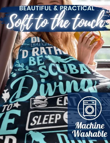 Miniatura 4 de Huglanket Regalos de buceo para hombres, mujeres, buceadores, manta para amigos, entrenadores o estudiantes para Navidad, 50 x 65 pulgadas