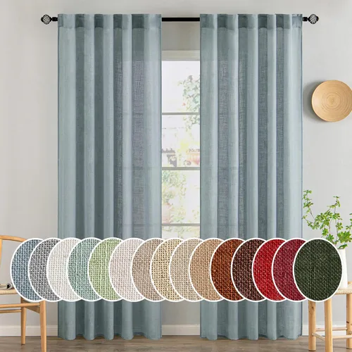 Miniatura 49 de MIULEE Cortinas de lino blanco de 108 pulgadas de largo para dormitorio, sala de estar, cortinas de ventana con textura de lino suave y grueso, Lino