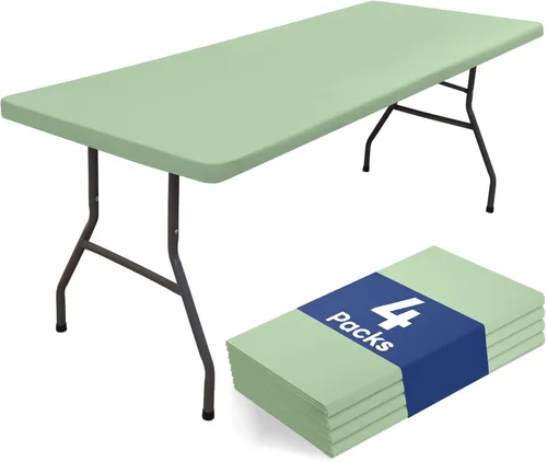 Miniatura 15 de homing Paquete de 4 manteles rectangulares de 4 pies, mantel ajustable de poliéster impermeable, lavable, para picnic, campamento, al aire libre