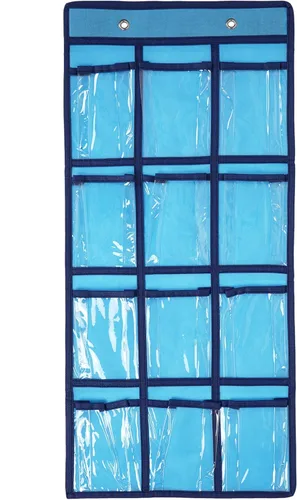 Miniatura 14 de Organizador para colgar sobre la puerta, para el aula, para colgar en la pared, puerta, armario, bolsa de almacenamiento de tela duradera, 12 Gris