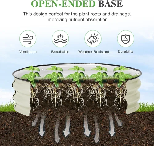 Miniatura 6 de BPS Cama de jardín elevada de metal, maceta galvanizada de 2.5 pies de diámetro, cajas de jardín elevadas para macetas de flores, verduras y hierbas