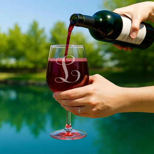 Miniatura 4 de Regalos de vino con monograma A-Z para mujer, copa de vino personalizada grabada de 12.75 onzas, regalos divertidos con monograma para amantes