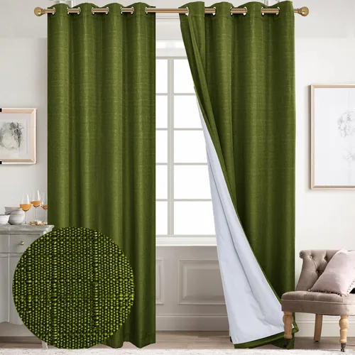 Miniatura 17 de Diraysid Cortinas 100% opacas de lino beige para dormitorio, con ojales, aislamiento térmico, cortinas de oscurecimiento de habitación