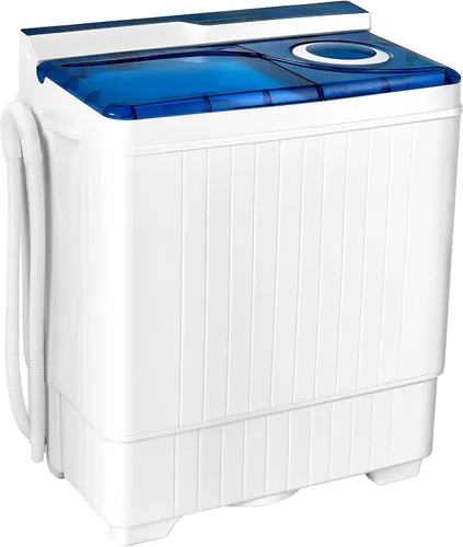 Giantex Lavadora semiautomática, lavadora de doble tina con secadora de centrifugado, capacidad de 26 libras, bomba de drenaje integrada, lavadora
