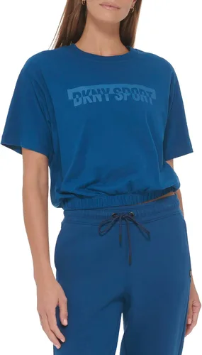 DKNY Camiseta corta con logotipo caído para mujer
