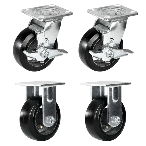 Miniatura 39 de Ruedas industriales de 5 x 2 pulgadas, rueda de goma en hierro fundido, juego de 4 ruedas resistentes con capacidad de hasta 1800 libras