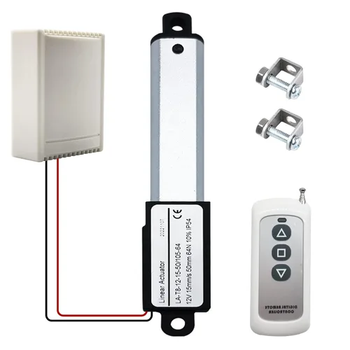 Micro Actuador Lineal con Control Remoto - 2" 12V CC 64N/14.4lb Velocidad 0.6"/seg Mini Pequeño Actuador de Movimiento Metálico de 2" de Carrera con