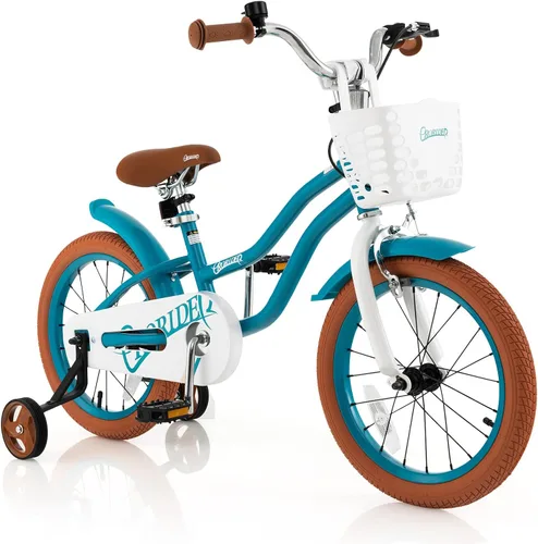 Miniatura 36 de BABY JOY Kids Bike, 12 14 16 18 20 Inch Boys Girls Bike w/Adjustable Seat, Removable Basket, Handbrake & Coaster Brake, Training Wheels or Turquesa
