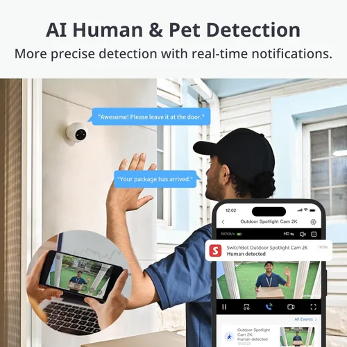Miniatura 7 de SwitchBot Cámara de seguridad inalámbrica 2K, cámara impermeable para exteriores con batería de 10000 mAh, visión nocturna a color, detección
