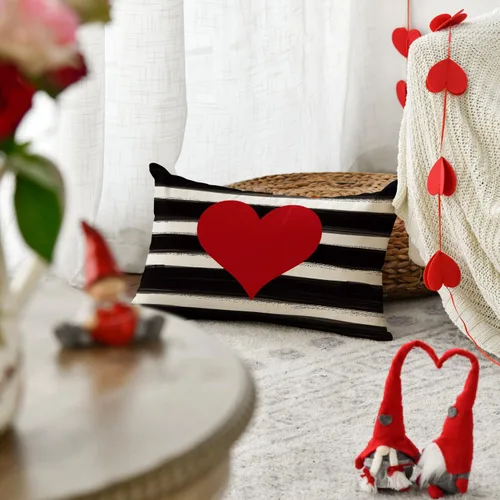 Miniatura 3 de AVOIN - Funda de almohada con diseño de corazón de amor, 12 x 20 pulgadas, decoración de día de San Valentín, día de la madre, aniversario, boda