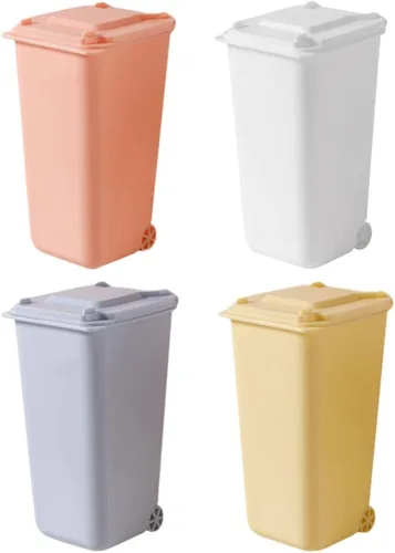 Miniatura 9 de GANAZONO Mini basurero de escritorio con tapa, organizador pequeño para bolígrafos, almacenamiento compacto de mesa, 6.29 x 3.93 x 2.55 pulgadas