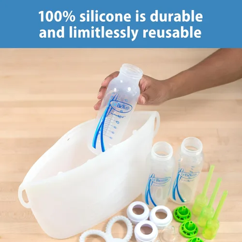 Miniatura 2 de Dr. Brown's Bolsa esterilizadora de vapor para microondas, cepillo para botellas y accesorios, bolsa de esterilización de silicona reutilizable