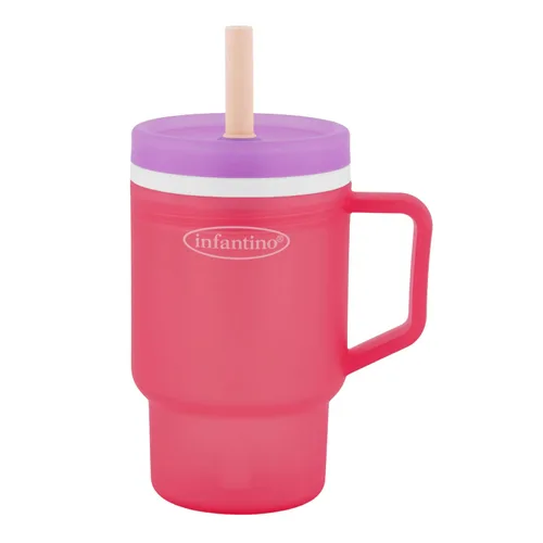 Miniatura 14 de Infantino My 1st Tumbler, Vaso Entrenador de Plástico Duradero con Pajita y Asa, Resistente a Derrames, para Llevar, Taza de Transición sin BPA