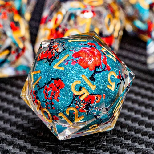 Miniatura 19 de ARUOHHA - Juego de dados azules de resina DND de 7 piezas, juego de dados translúcidos hechos a mano para RPG, juego de dados poliédricos de borde