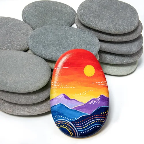 Miniatura 9 de Simetufy 35 rocas grandes para pintura, piedras planas de 2 a 3 pulgadas para manualidades y manualidades, rocas lisas seleccionadas a mano