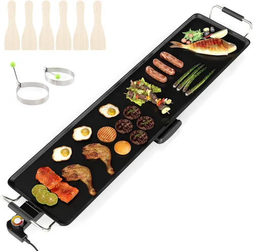 Miniatura 10 de ARLIME Parrilla eléctrica extra grande de 39.5 pulgadas, parrilla antiadherente para encimera con temperatura ajustable, termostatos y bandeja