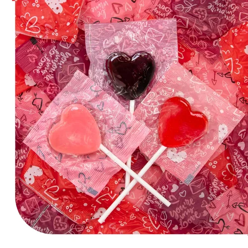 Paletas en forma de corazón, 90 unidades, paquete de 2 libras, caramelos duros envueltos individualmente, sabores surtidos de bayas, dulces de