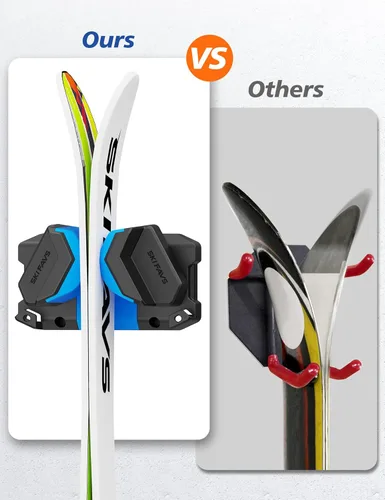 Miniatura 5 de Skifavs Soporte de Pared para Esquí y Snowboard, Montaje de Pared para Esquí y Montaje de Pared para Rack de Esquí para Garaje que Ahorra Espacio