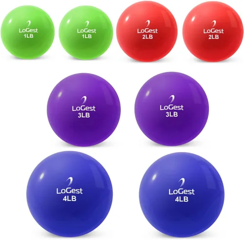 Miniatura 5 de Logest Par de pelotas de ejercicio de tonificación ponderada, bola medicinal de forma redonda, 1 libra, 2 libras, 3 libras, 4 libras, 5 libras, 6