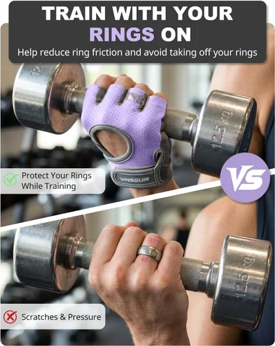 Miniatura 8 de VINSGUIR Guantes de entrenamiento para mujeres y hombres, guantes de levantamiento de pesas transpirables para ejercicio de gimnasio, fitness
