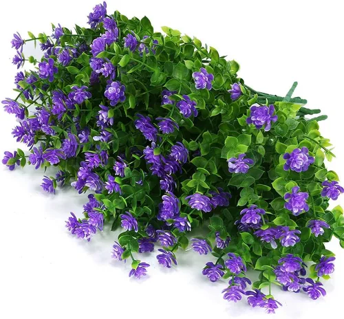 Miniatura 4 de Flores artificiales, plantas falsas al aire libre resistentes a los rayos UV, arbustos de boj de plástico sintético, 4 paquetes, para interiores