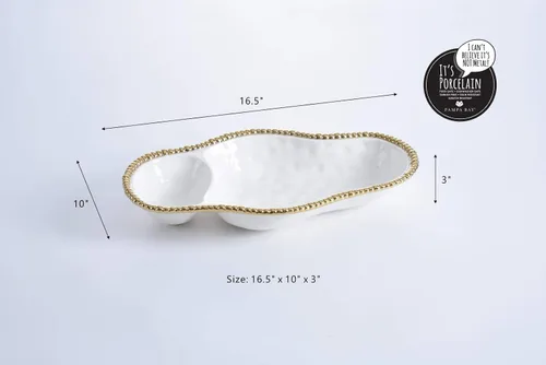 Miniatura 2 de Pampa Bay Bandeja de porcelana de 2 secciones (dorado)