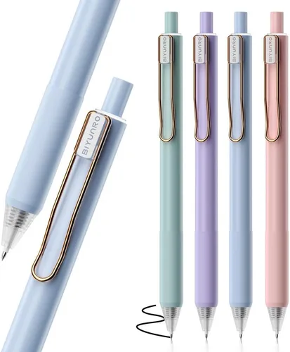 Miniatura 12 de Bolígrafos de gel - Tinta negra 4 piezas 0.5 mm de punta fina, pluma de escritura suave, suministros para oficina, escuela y diario (negro)