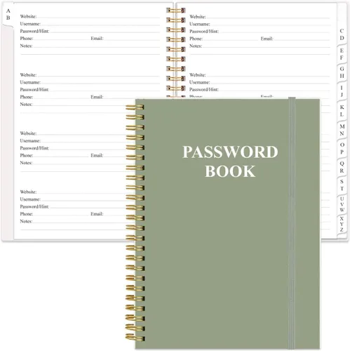 Miniatura 43 de Libro de contraseñas con pestañas alfabéticas, libro de bolsillo pequeño para iniciar sesión en computadora y sitio web, libro de registro