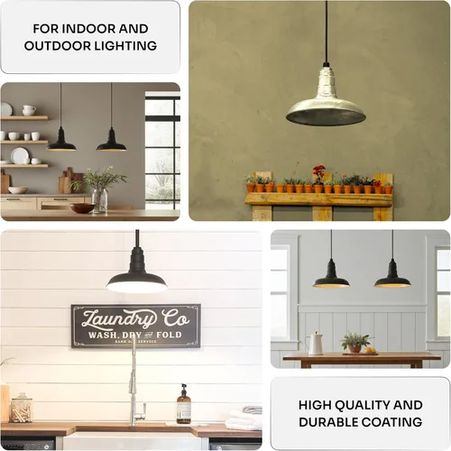 Miniatura 5 de Steel Lighting Co. Malibu - Lámpara colgante Montaje en techo Domo de 14 pulgadas vástago de 12 pulgadas Estilo de granja de acero Rojo