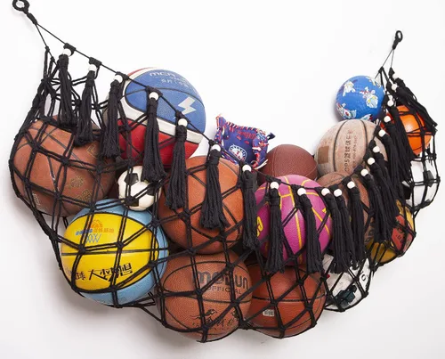 Miniatura 3 de Hamaca de red de almacenamiento de pelotas deportivas para garaje, cesta colgante, red organizadora para baloncesto, voleibol, fútbol, estante