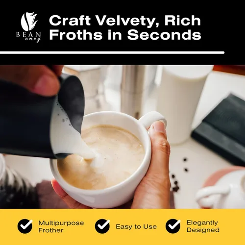 Miniatura 2 de Bean Envy Espumador de leche para café, de mano, mini mezclador eléctrico de bebidas, espumador y espumador con soporte para café, lattes, Rojo