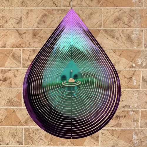 Molinillo de viento para jardín, decoración de interiores y exteriores, decoración colgante de metal 3D, forma de gotas de agua, esculturas de Gotas