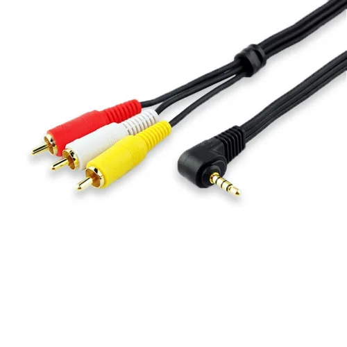 Miniatura 2 de Cable de extensión de conector estéreo de audio macho de 0.138 in a 3 RCA hembra AV Videocámara Cable de extensión de 90 grados en ángulo de 4 polos