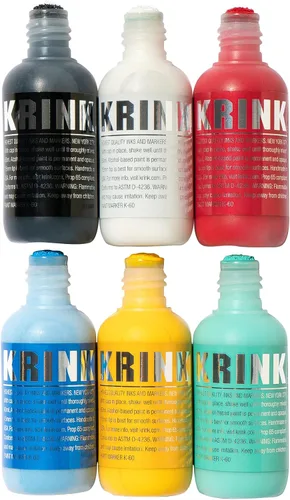 Krink K-60 - Juego de rotuladores de pintura de 6 colores, vibrantes y opacos, para lienzo, metal, vidrio, papel y más – Marcador de pintura