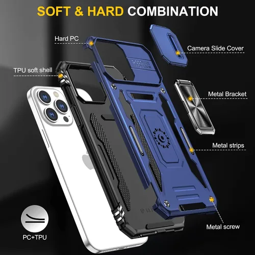 Miniatura 7 de Funda para iPhone 12 Pro Max con 2 protectores de pantalla, cubierta deslizante integrada para cámara para 12Pro Max, funda para teléfono