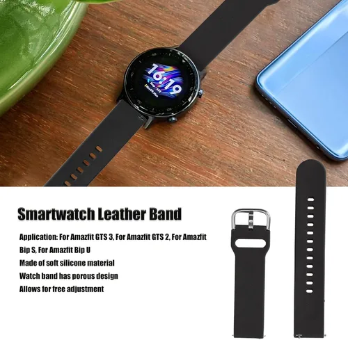 Miniatura 2 de Correa de reloj inteligente, ajuste libre de silicona agradable a la piel, anti pérdida, correa de reloj suave para Amazfit Bip U negro