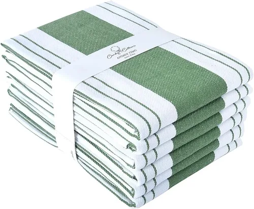 Miniatura 16 de Toallas de Cocina a Rayas Decorativas 18x28 pulgadas Toallas de Té de Algodón para Platos Bordado Bohemio Juego de Regalo Festivo de 6 Toallas