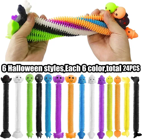 Miniatura 2 de Paquete de 24 juguetes sensoriales de cuerdas elásticas para Halloween, ideales para niños, estudiantes, alivio del estrés y antiansiedad, surtido