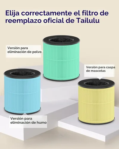 Miniatura 9 de Purificadores de aire para dormitorio, hogar, mascotas, 1200 pies², Tailulu H13 True HEPA filtro de aire portátil con modo de sueño de 12 dB, Blanco