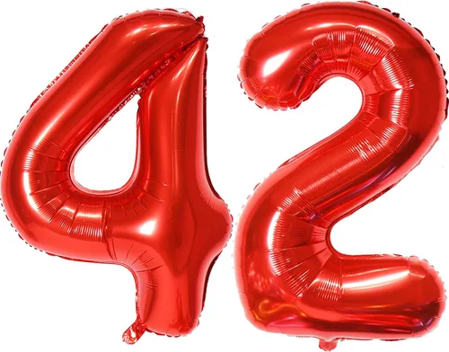 Miniatura 74 de Globo de helio rojo del número 10 de 40 pulgadas, autosellado para decoración de fiesta de cumpleaños y decoración de fiesta de aniversario (rojo 10)