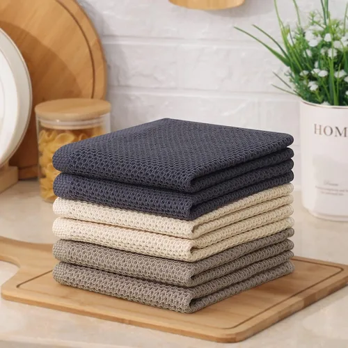 Miniatura 564 de Kitinjoy - Paños de cocina de 100 % algodón, tela de tejido gofrado, paño de limpieza ultrasuave, absorbente y de secado rápido. Beige