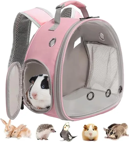 Miniatura 12 de Mochila Portadora de Conejo de Indias, Mochila Transparente con Ventana de Burbujas para Conejo de Indias, Conejito, Rata, Pájaro (Azul, Portadora)