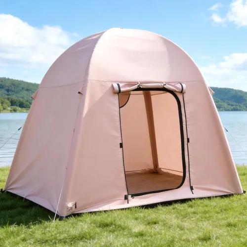Inflatable Camping Tent with Hand Pump,4 Season Waterproof Outdoor Oxford Blow up 2-4Person with Mesh Windows & Door Tent House.
