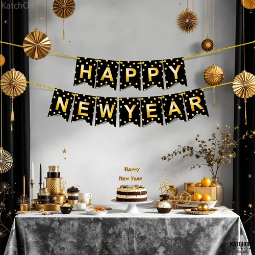 Miniatura 6 de KatchOn, Cartel grande de feliz año nuevo, 10 pies, sin bricolaje Fondo de feliz año nuevo para suministros de fiesta de Nochevieja 2026 Cartel
