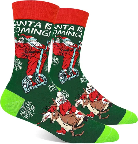 Miniatura 4 de PanPacSight Calcetines redondos de Navidad para hombre, calcetines divertidos de culto medio