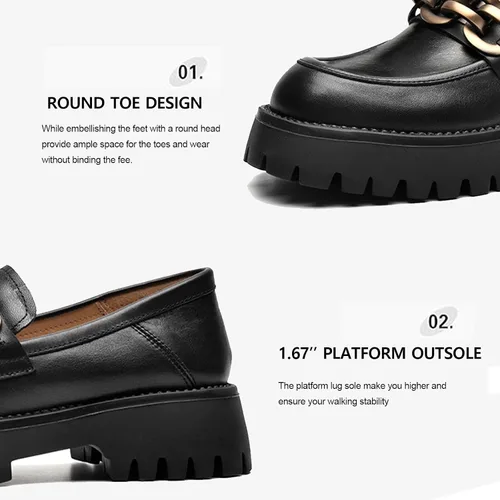 Miniatura 5 de Beautoday - Mocasines de plataforma para mujer, mocasines gruesos para mujer, suela de talón grueso, mocasines con punta redonda, zapatos de trabajo