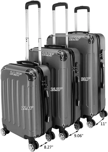 Miniatura 58 de Juego de equipaje de 3 piezas – Maletas con ruedas giratorias multidireccionales – Bolsa de viaje Maleta ABS con bloqueo TSA – Maletas de carcasa